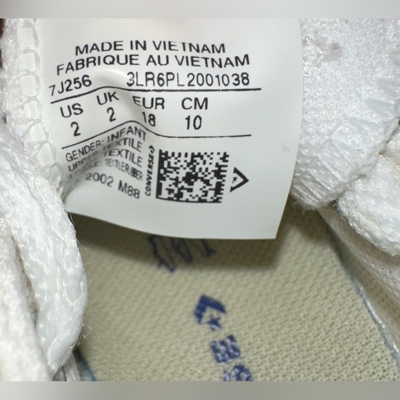 CONVERSE 7J256 OPTICAL WHITE LOW TOP CANVAS CASUAL BABY SHOES. SIZE 2 - Picture 4 of 5